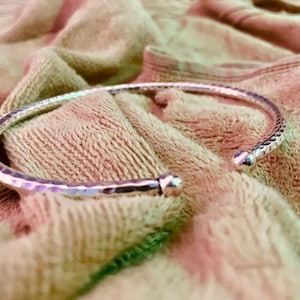 Hammered Torque Silver Torque Bangle Mens Silver Torque Heavy Polished Sterling Silver Bangle