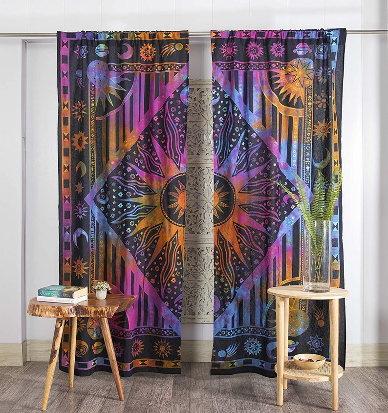 Tie Dye Galaxy Boho Curtains Window Curtain Boho Valance Etsy
