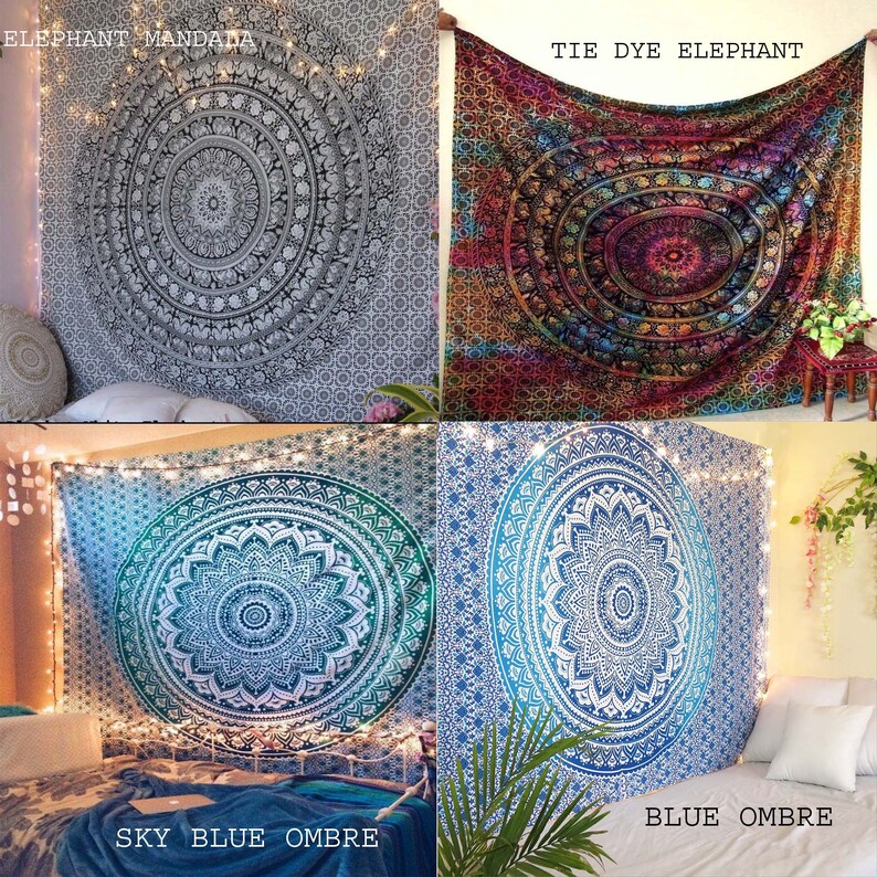 Wall Tapestry Mandala Tapestry Wall Hanging Tapestry Grey Etsy