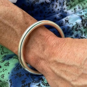 Thick Heavy Silver Bangle Heavy Polished Sterling Silver Bangle Chunky Silver Bracelet Stackable Bangle Beautiful Bangle Gift For Her