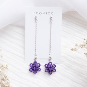 KOREAN KNOT Earrings, stainless steel, Star Rain, dark purple, handmade, korea, gift, korean, korean, bts, k-pop