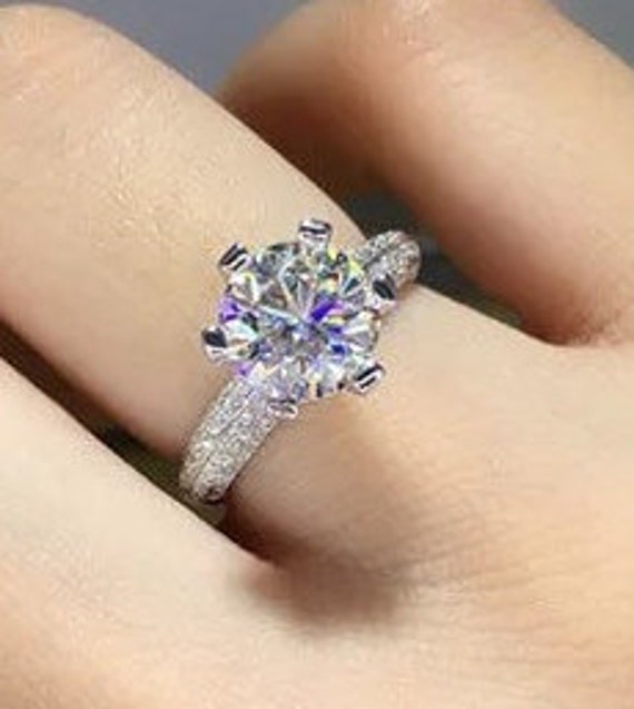 SALE 18K 750au Gold Moissanite Diamond Ring D Color VVS 1 - Etsy