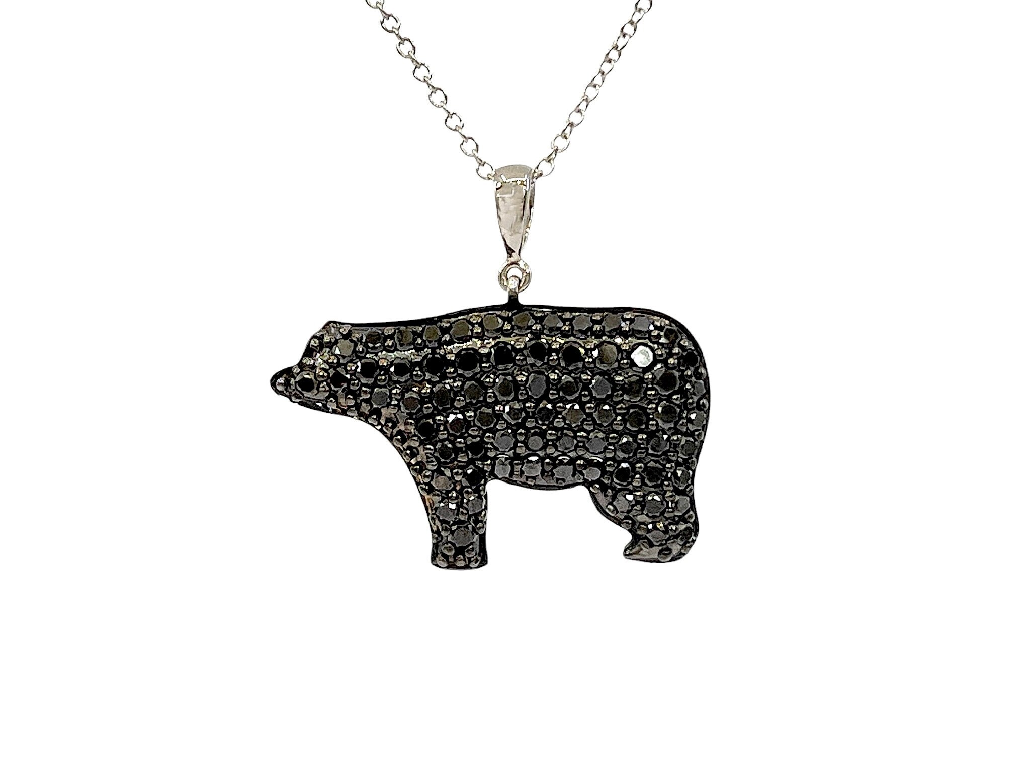 Teddy Bear Diamond Necklace in 18k White Gold For Sale at 1stDibs | bear  diamond pendant