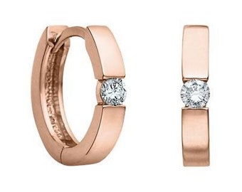 10K Rose Gold Diamond Hoop Earrings