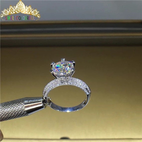 SALE 18K 750au Gold Moissanite Diamond Ring D Color VVS 1 - Etsy