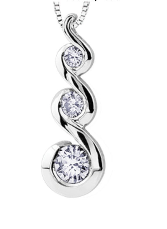 Medium Diamond Bar Pendant with Three Stones - Nathan Alan Jewelers