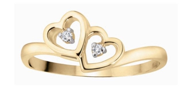 Quality Gold 14k with Rhodium Double Heart Ring K5743 - Fali Jewelers
