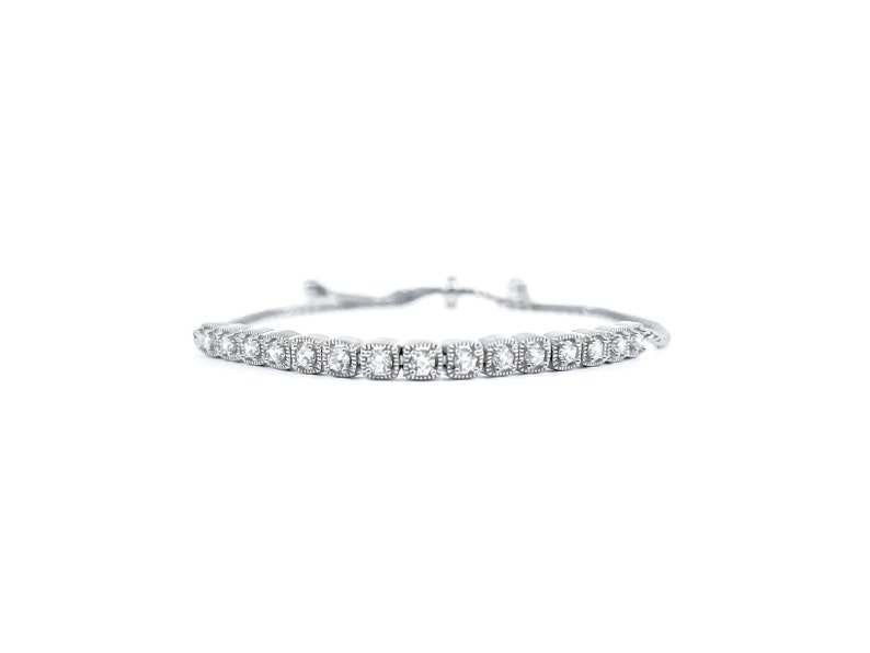 Sterling Silver mart Cubic Zirconia Bracelet Max 85% OFF Adjustable