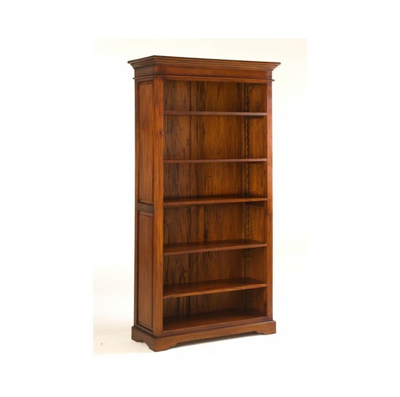 Tall Bookcase Solid Mahogany Wood Five Shelves Etsy