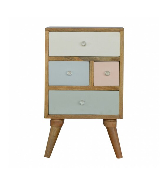 Solid Wood Multi Drawer Painted Bedside Table With Glass Knobs Etsy