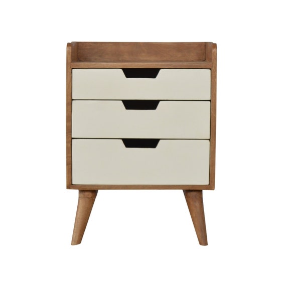 Bedside Table With 3 Drawers Solid Wood White Painted Drawer Etsy