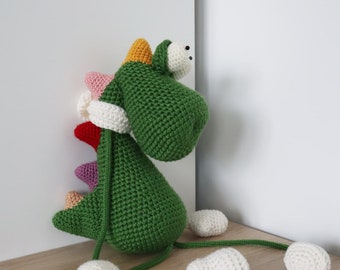 Knitted Green Dragon Crochet Soft Toy Handmade Baby Girl Shower Gift Amigurumi Toy Knitting Pattern Toy Crochet Chinese New Year Symbol 2024