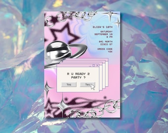 Y2K Birthday Invitation | Pink 2000s Party Evite (Digital Download)