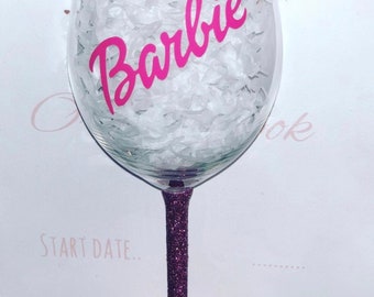 barbie wine glass