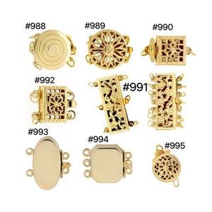 14K Gold Filled/Sterling Silver Round Water Ripple Clasp 1 Row,2 Rows,3Rows,4Rows,5Rows,6Rows,7Rows, Filigree Clasp/Oval/Octagon Clasp.
