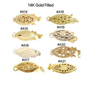 Gold Filled Filigree Fish Hook Clas/ Wave Stripe Fish Hook Clasp.