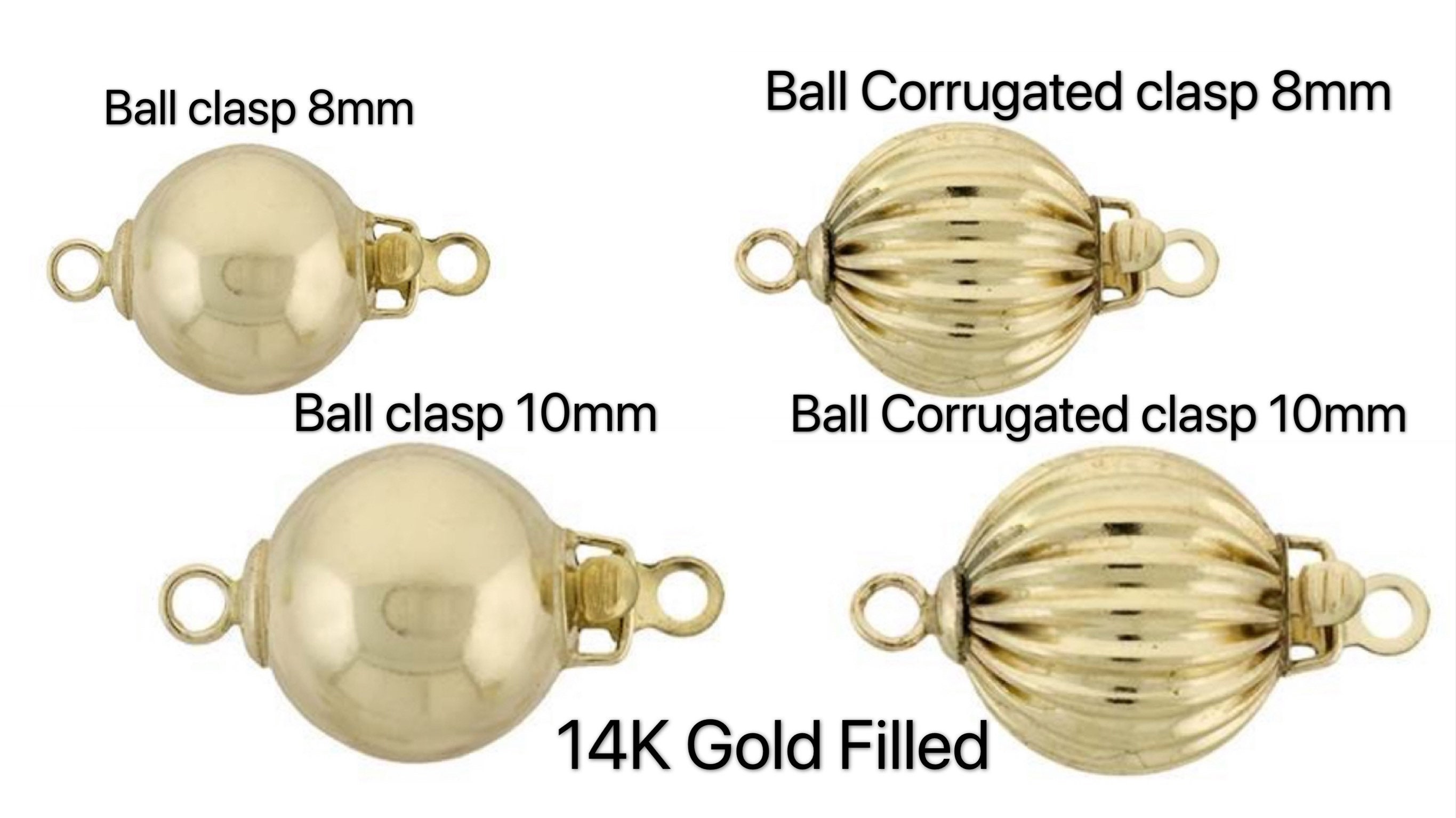 14K Gold Filled Ball Clasp 810mm/Gold Filled Ball Corrugated Etsy