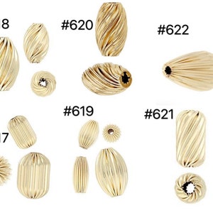 14k Gold Filled Barrel Corrugated Beads/Barrel Spiral Beads/Oval Corrugated Beads/Drop Corrugated Beads