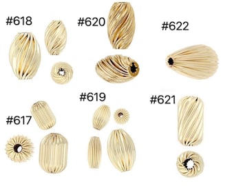 14k Gold Filled Barrel Corrugated Beads/Barrel Spiral Beads/Oval Corrugated Beads/Drop Corrugated Beads