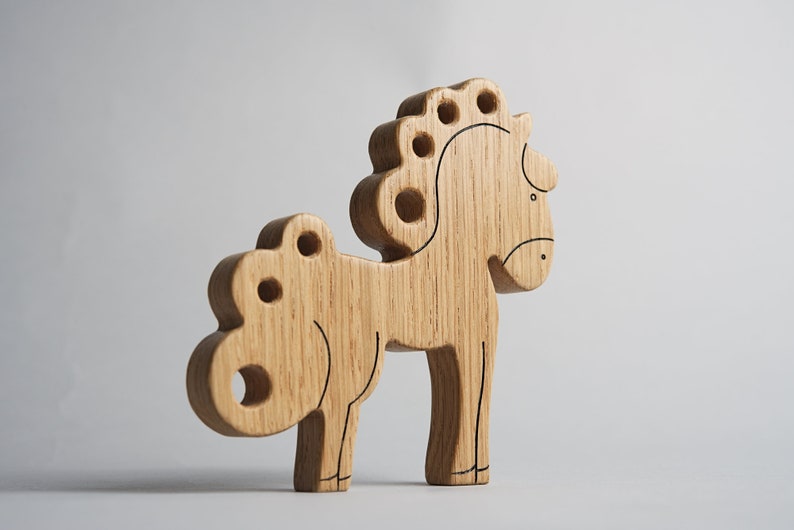 Natural Wood Happy Horse Wooden Horse High quality Wooden Toy Cartoon