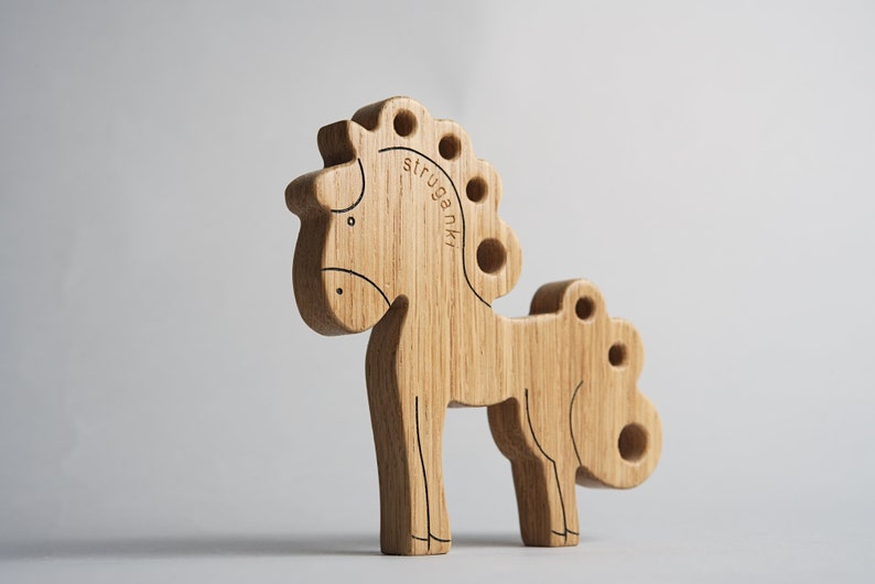 Natural Wood Happy Horse Wooden Horse High quality Wooden Toy Cartoon