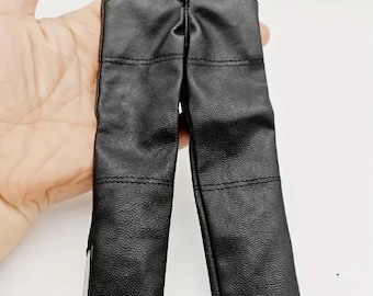 Black 1/6 Scale Men's PU Pants Leather Trousers Model for 12 inch Male Soldier Action Figure