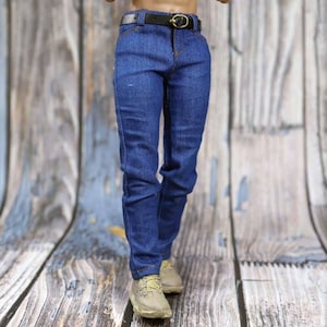 1:6 Jeans Pants Belt Doll Man Clothes Unisex 12&quot; Scale Ken Barbie Blyth Licca Azone BJD FR Pullip Action Figure Sport