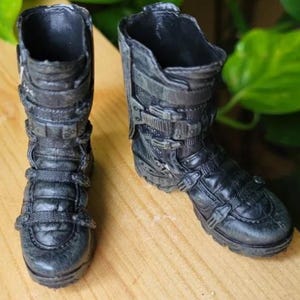 1/6 Black Leather Combat Long Boots Shoes Model For 12&#39;&#39; Male Soldier Action Figure Body Dolls Accessories Ken Sport Toy