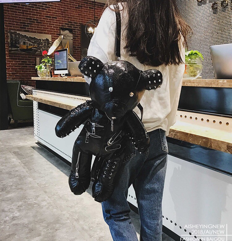 leather bear backpack