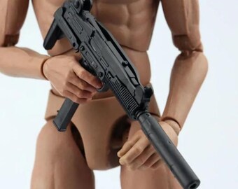 1/6スケール UZI短機関銃 プラスチック製組み立てパズルモデル 12インチ兵士アクションフィギュア用 ミリタリービルディングブロック