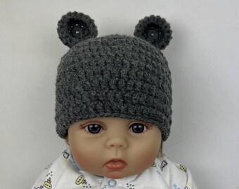 Gorro de urso de crochê Gorro de urso de lã Gorro de urso recém-nascido Gorro de crochê para recém-nascido Gorro de bebê com orelhas Gorro de bebê animal Gorros de urso Gorro de menino recém-nascido