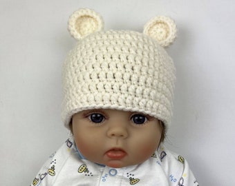 Gorro de urso de crochê Gorro de urso de lã Gorro de urso para recém-nascido Gorro de crochê para recém-nascido Gorro de bebê com orelhas Gorro de bebê animal Gorros de urso Gorro de menino recém-nascido