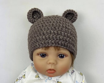 Chapéu de urso de crochê chapéu de urso de lã chapéu de urso recém-nascido chapéu de bebê recém-nascido de crochê com orelhas chapéu de bebê animal gorros de urso chapéu de menino recém-nascido