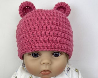 Gorro de urso de crochê Gorro de urso de lã Gorro de urso para recém-nascido Gorro de crochê para recém-nascido Gorro de bebê com orelhas Gorro de bebê animal Gorros de urso Gorro de menino recém-nascido