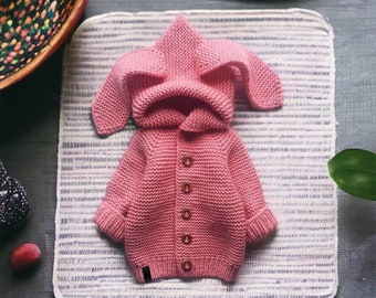 Manteau à capuche en laine pour toute-petite fille Vêtements d'hiver chauds pour bébés personnalisés Cardigan à capuche ours Tenues d'automne pour bébé fille Pull cardigan pour petite fille