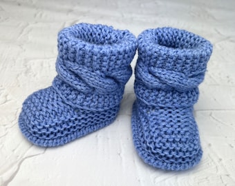 Botitas de bebé tejidas, zapatos de bebé, calcetines para recién nacido, regalo para baby shower, anuncio de embarazo, listo para enviar, revelación de género del bebé