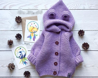 Toddler girls wool hoodie coat Warm winter custom baby clothes Bear hooded cardigan Baby girl fall outfits Sweater cardigan for toddler girl