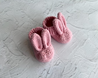 Baby bunny booties - Cotton booties - Newborn girl - Newborn boy - Girl booties - White booties - Baby boy booties - Newborn - 1 pair