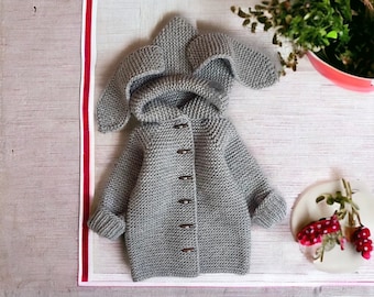 Manteau à capuche en laine pour toute-petite fille Vêtements d'hiver chauds pour bébés personnalisés Cardigan à capuche ours Tenues d'automne pour bébé fille Pull cardigan pour petite fille