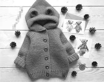 Toddler girls wool hoodie coat Warm winter custom baby clothes Bear hooded cardigan Baby girl fall outfits Sweater cardigan for toddler girl