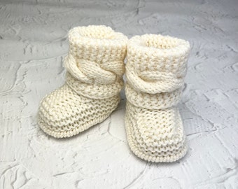Knitted Baby Booties Baby Shoes Newborn Socks Baby Shower Gift for Baby Pregnancy Announcement Ready to ship Baby Gender Reveal