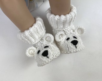 Baby bear booties - Soft booties - Newborn girl - Newborn boy - Girl booties - White booties - Baby boy booties - Newborn