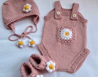 Baby romper and booties set Baby girl boy knitted jumpsuit Newborn baby winter clothes Newborn set New mommy gift set Take home outfit