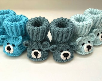 Knitted Baby Booties Baby Shoes Newborn Socks Baby Shower Gift for Baby Pregnancy Announcement Ready to ship Baby Gender Reveal