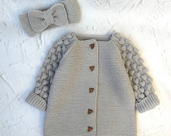 Set for girls wool hoodie coat Warm spring custom baby clothes, hooded cardigan Baby girl fall outfits Sweater cardigan for toddler girl