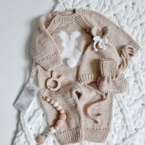 Neutrale baby Coming Home-outfit voor pasgeborenen | Gebreide babykleding | Uniseks baby eerste outfit | Cadeau voor pasgeborenen | Babyziekenhuisoutfit genderneutraal