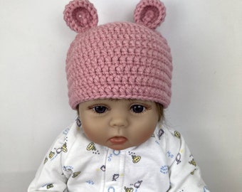 Chapéu de urso de crochê chapéu de urso de lã chapéu de urso recém-nascido chapéu de bebê recém-nascido de crochê com orelhas chapéu de bebê animal gorros de urso chapéu de menino recém-nascido