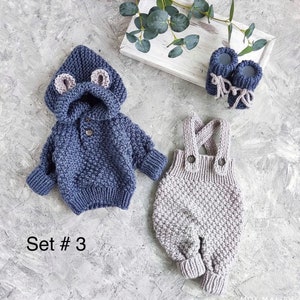 Bear Baby romper and booties set Baby girl boy knitted jumpsuit Newborn baby winter clothes Newborn set New mommy gift set Take home outfit