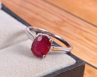 Two-stone Ruby Ring Love and Compassion Gemstones,Gemstone Jewelry,July Birtshtone,Handmade 925 Sterling Silver Ruby Proposal Ring