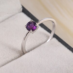 Amethyst Ring, Dainty Stackable Ring, Minimalist Midi Ring, 925 Sterling Silver, Adjustable Statement Ring, Anniversary Gift for Her Women
